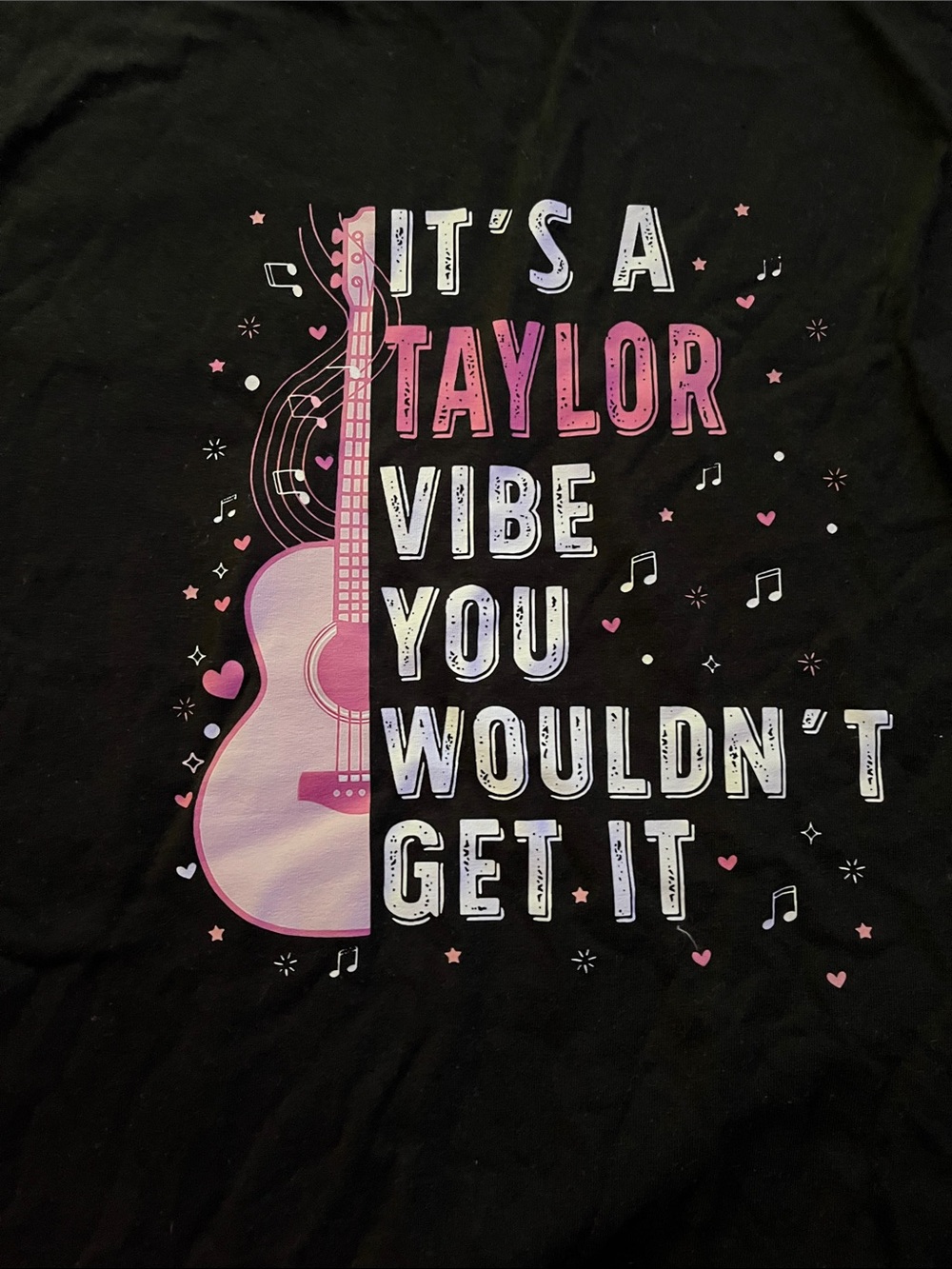 🎸 Black Graphic Tee with Pink Guitar "It's a Taylor Vibe" Taylor Swift T-Shirt 🎸